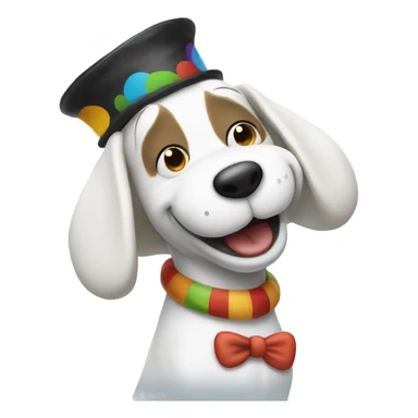 Happy Snoopy wearing a clown hat sticker
