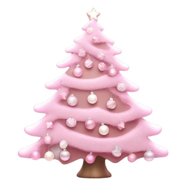Pastel Pink Christmas tree with pink lights and white ornaments  sticker