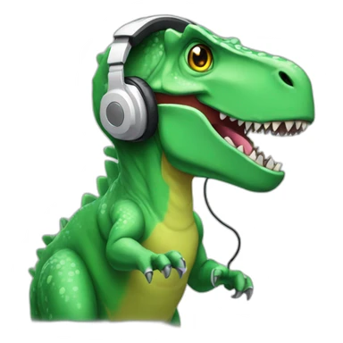 techsupport dinosaur in headphones with micro sticker