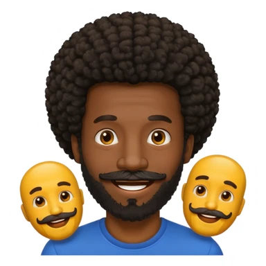 black afro guy with beard and mustache emoji sticker