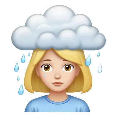 A girl with a raining cloud for a head sticker