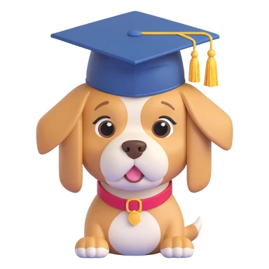 a dog wearing a graduation cap sticker