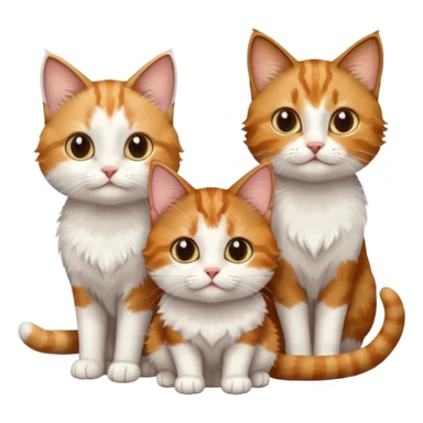 3 small cats different colours including brown tabby and white, light patchy calico, and ginger and white sticker