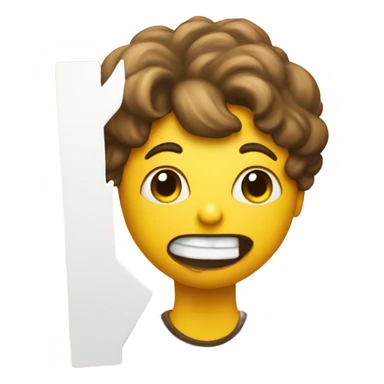 A yellow emoji that looks like its flirting and holding up a white sign that says “kiss me” sticker
