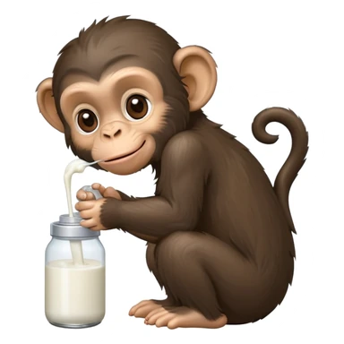 chimp feeding a kitten with a milk bottle sticker