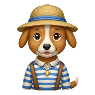 dog wearing gondolier striped shirt and hat sticker