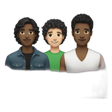 Gay couple, white man with black hair and green eyes, black man with black hair and black eyes sticker