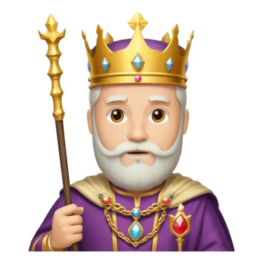Bearded King, Wise king with short white beard, royal staff in hand, wearing crown
 sticker