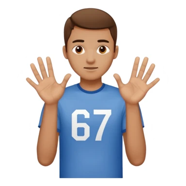 Guy saying 67 and 67 is on his hands sticker