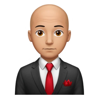 man Bald with red necktie, red dress,tatto. sticker