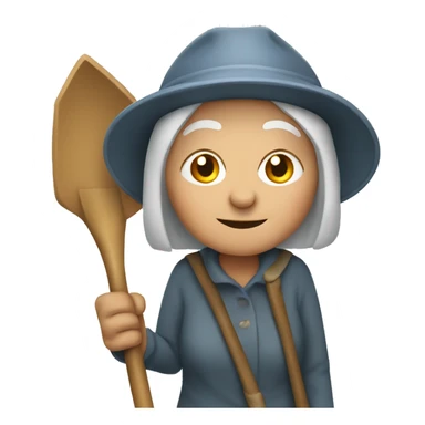 an old woman with a shovel  sticker