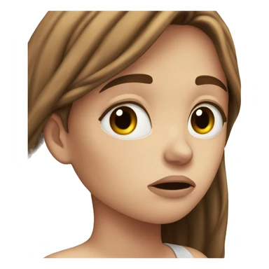 sad white girl with long brown hair crying in the beach  sticker