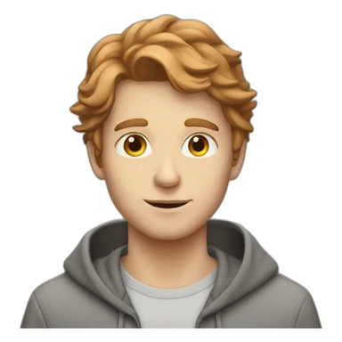 young white guy with hazelnut hair and silver magic with a grey hoodie on sticker