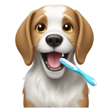 Dog brushing teeth  sticker