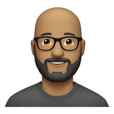 30 years old bald man with a beard and squared black glasses sticker
