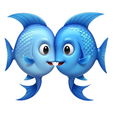 two cute pale blue fishes kissing sticker