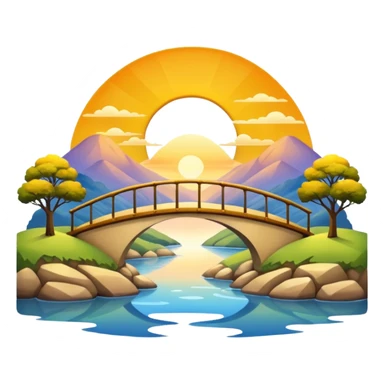 sunrise landscape with a bridge sticker