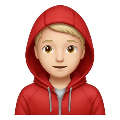 gender neutral person, chest up, red hoodie, friendly expression sticker