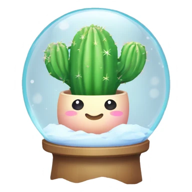 Kawaii colorful baby cactus in a snow water gnome globe sticker