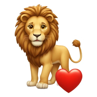 Lion with red heart in hand sticker