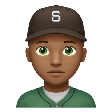 Black bald guy baseball cap only on the guy white girl brown hair green eyes sticker