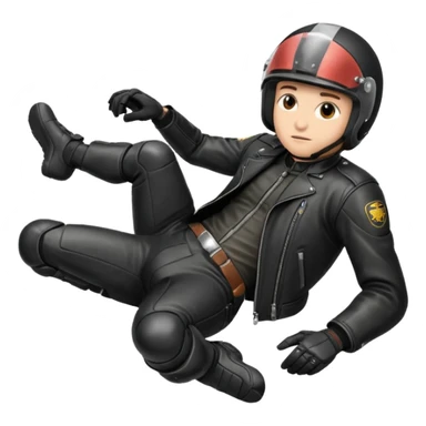 a motorcyclist lying on the ground who has just fallen sticker