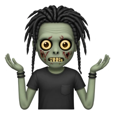 memoji iphone zombie with black dreads black tee and braces sticker