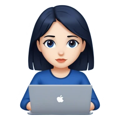 dark-haired girl at a dark blue laptop sticker