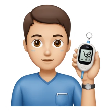 person with diabetes with glucose meter in his hand sticker