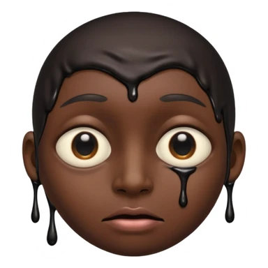 an black melting face with no eyebrows and mouth and just an single eye sticker