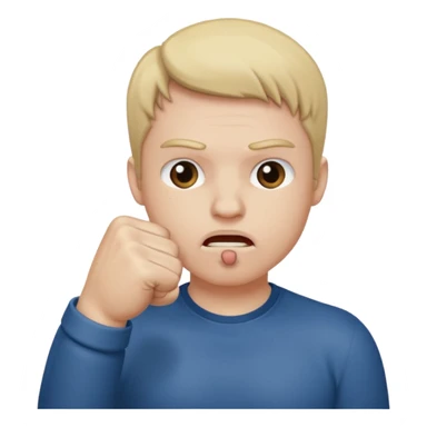 держит у рта кулак  sticker