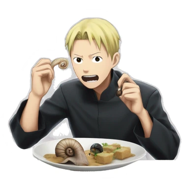 yuji itadori from jujutsu kaisen eating a snail sticker