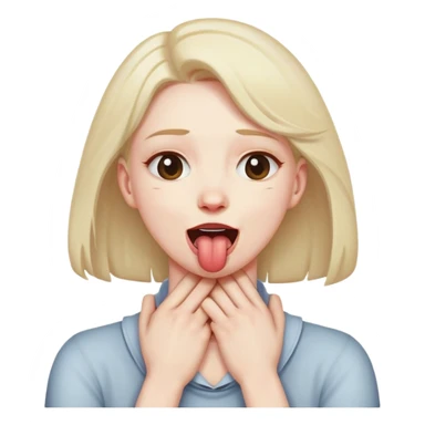 person with hands on neck crossed choking themselves with tongue out slightly happy  sticker