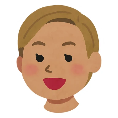 Beyoncé's head in Irasutoya style, smiling, cartoon simplicity, pastel palette, round cheeks, short hair, no background sticker