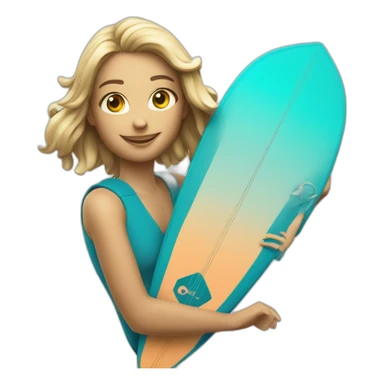 Surfer Girl with duotone kite and twintip board sticker