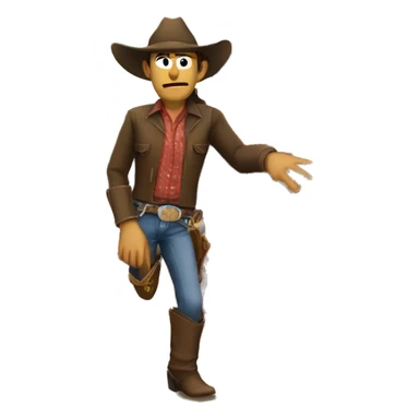 Imagine a cowboy in front of a broken door sticker