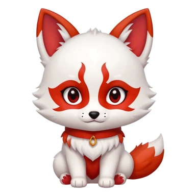 Silently judging white with red marks Chibi baby cute kitsune   sticker