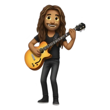 Guitarist with long hair playing sticker