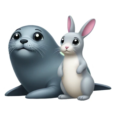 seal and bunny  sticker