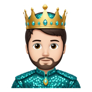 King Daniel from The Bible with dark brown hair, teal sequin outfit sticker