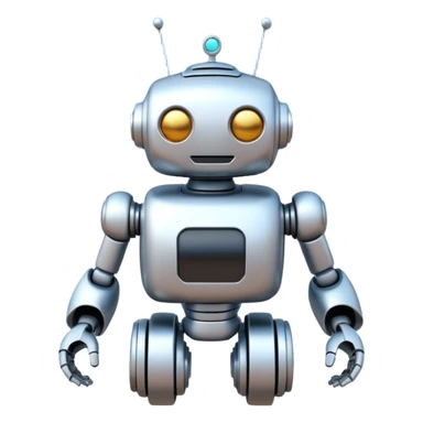 A flying robot in the fluffy clouds, 3D render sticker