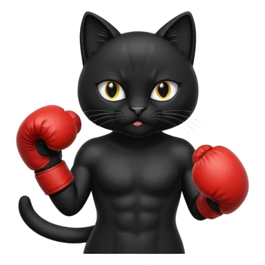 Black cat with boxing gloves sticker