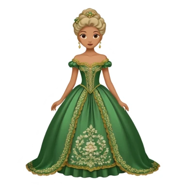 model wearing a green rococo gown sticker