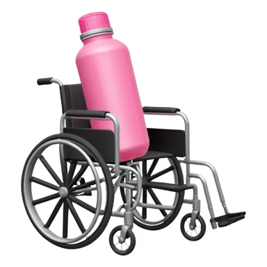 Pink water bottle sitting on a wheelchair with cars in the background  sticker