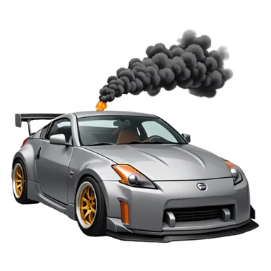 Um 350 z cinza em pixel art fazendo drift sticker