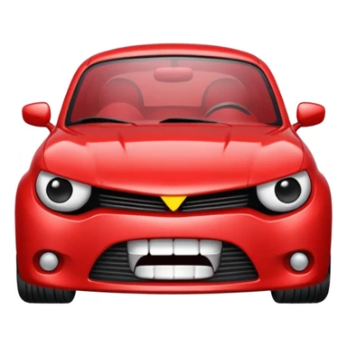 red car with angry face sticker