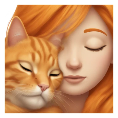 orange cat sleeping with long haired brunette girl sticker