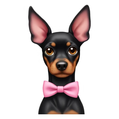 black tan pinscher big ears girly pink bow on head sticker