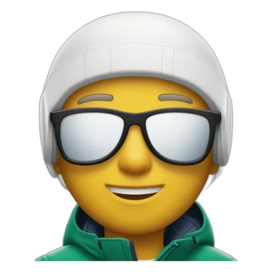 Un garçon blanc qui porte das lunettes de ski, il a les cheveux noirs et un survetement de lacoste sticker