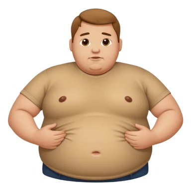 a fat person tugging their shirt away from their fat belly sticker